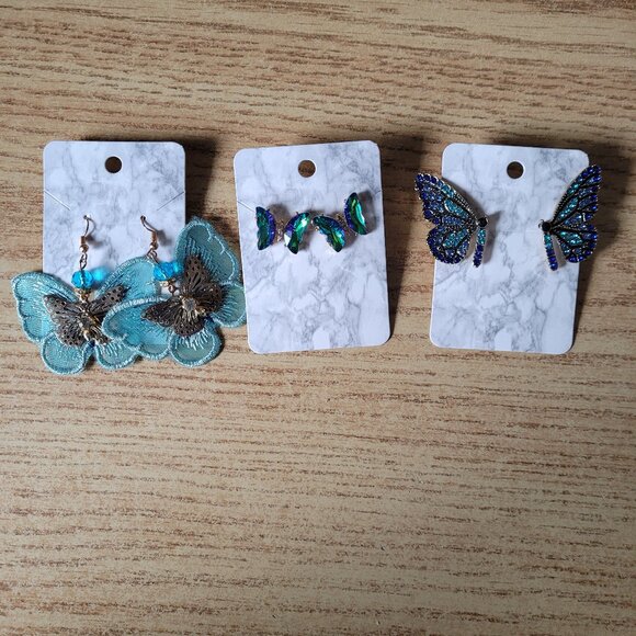 Set of 3 Butterfly Earrings - Picture 1 of 4